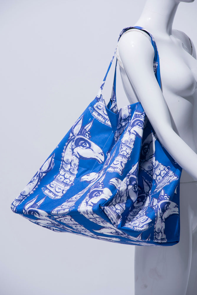 BEACH BAG Llamas - Royal Blue