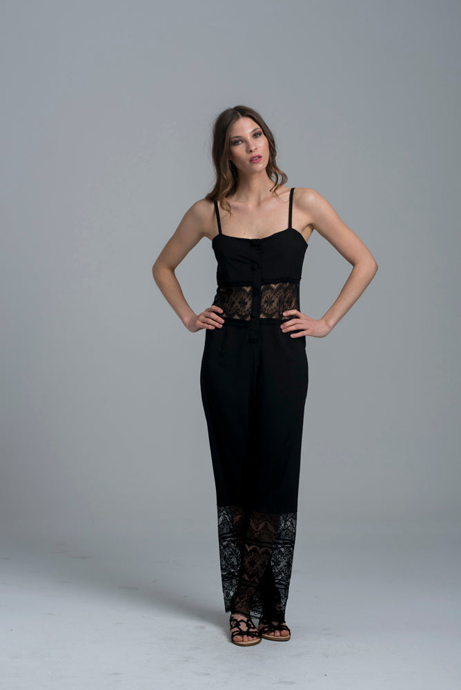 LACE JUMPSUIT #2 monochrome - Black