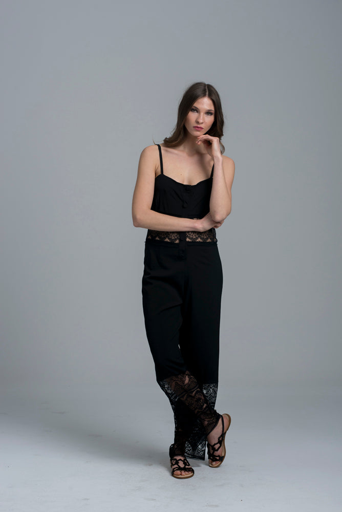 LACE JUMPSUIT #2 monochrome - Black