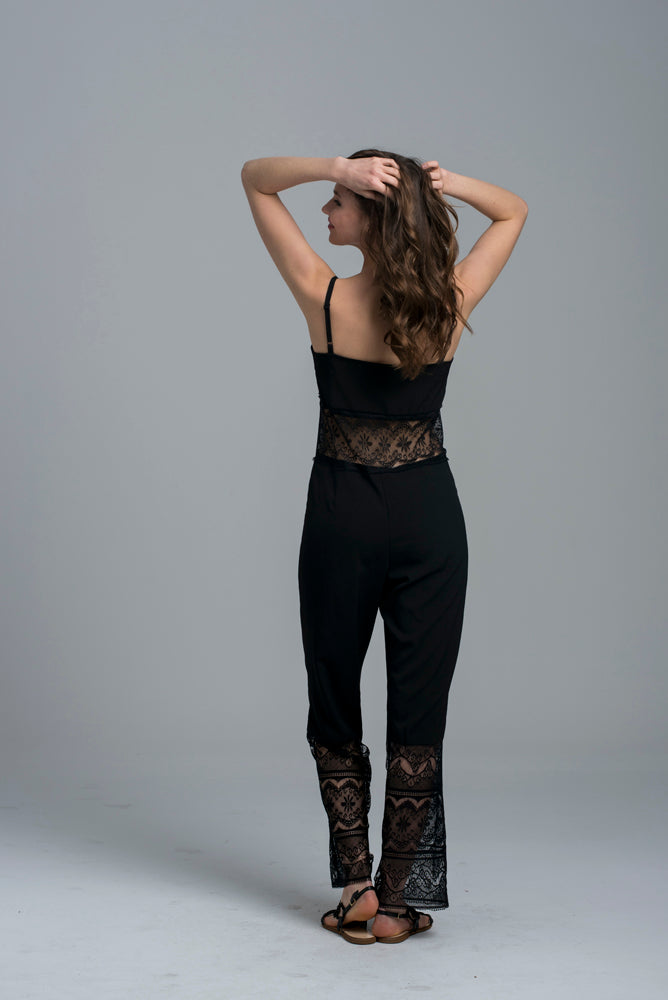 LACE JUMPSUIT #2 monochrome - Black