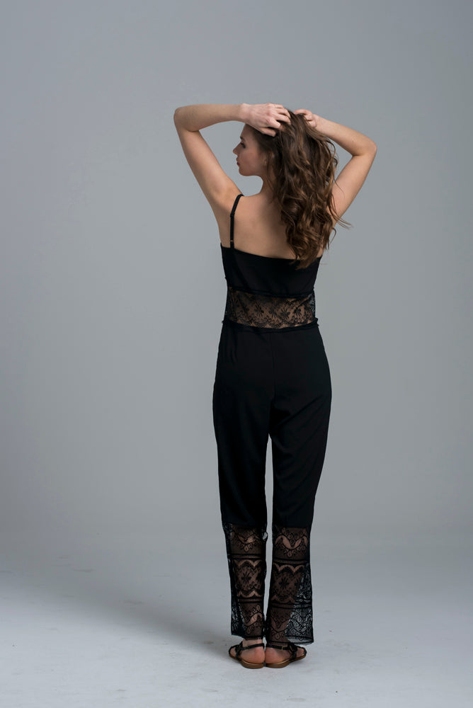 LACE JUMPSUIT #2 monochrome - Black