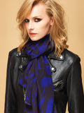 SILK SCARF Phyllo - Blue / Black